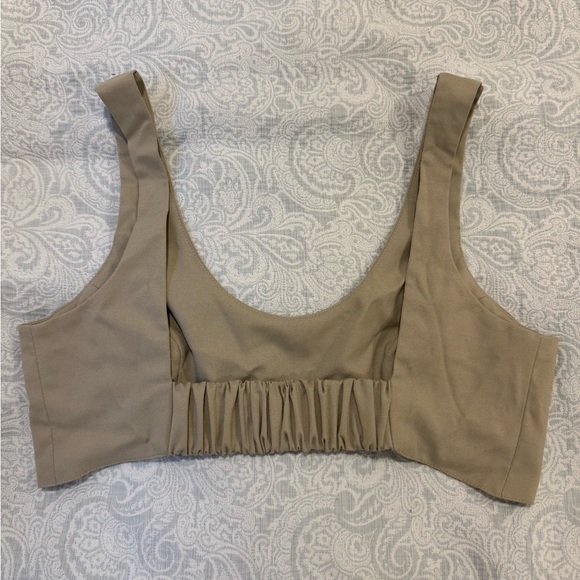 Tan Cropped Tank Top - Picture 2 of 3
